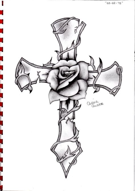 Unique Cross Tattoos For Women Beautiful, Rose Cross Tattoo, Cross Tattoo Ideas For Men, Unique Heart Tattoos, Cross Drawings, Cross Tattoos For Men, Cross With Roses, Cross Drawing, Celtic Cross Tattoos