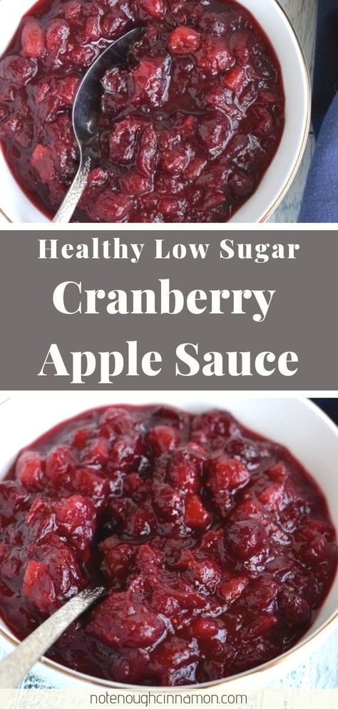 Try this healthy low-sugar cranberry sauce this Thanksgiving. Naturally sweetened with orange juice, apple and just a tad of coconut sugar or brown sugar, it's so much better than the canned stuff! | Find this recipe on NotEnoughCinnamon.com #holidays #thanksgiving #healthy #side #sauce Homemade Cranberry Sauce With Orange, Cranberry Sauce With Orange Juice, Cranberry Sauce With Orange, Healthy Thanksgiving Dinner, Thanksgiving Dinner For Two, Cranberry Apple Sauce, Thanksgiving Side Dishes Healthy, Cranberry Orange Sauce, Homemade Cranberry Sauce