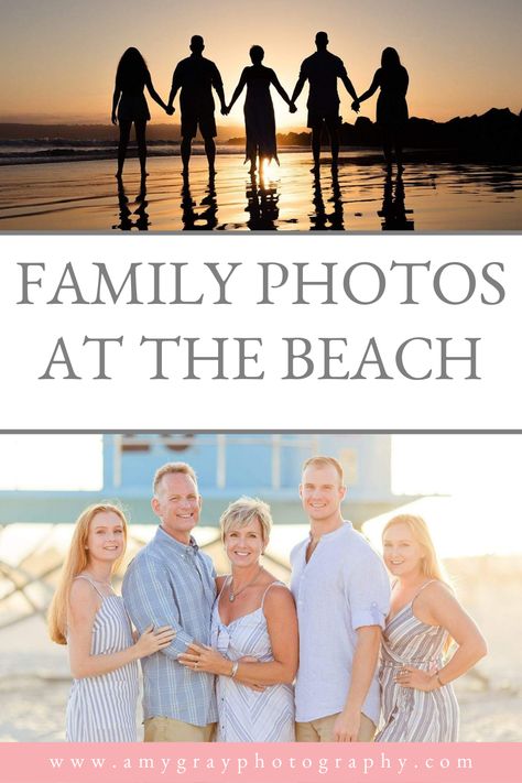 Family photos at the beach | Don’t wait for the grandkids to arrive and skip a season of life! “Empty nester” years are special, and a family session together can be therapeutic for parents. Best Family Beach Pictures, 3generation Pictures, Family Of 7 Beach Pictures, Cruise Family Photos, Beach Family Photo Pose Ideas, Beach Portraits Family, Beach Color Schemes For Family Pictures, Grandparent Beach Pictures, Family Beach Pictures With Teenagers