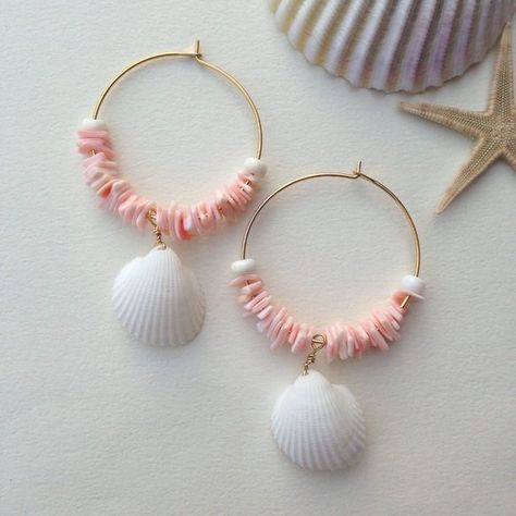 Beachy Jewelry, Seashell Jewelry, Handmade Fashion Jewelry, Jewelry Design Earrings, Homemade Jewelry, Handmade Wire Jewelry, Shell Jewelry, Beaded Accessories, Light Turquoise