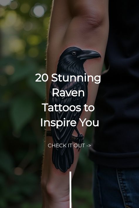 20 Stunning Raven Tattoos to Inspire You Crow Holding Flower, Bird Tattoo Sleeve Women, Raven Bird Tattoo, Raven Tattoo Men, Black And Gray Traditional Tattoos, Blacked Out Tattoo Cover Up, Traditional Raven Tattoo, Black Raven Tattoo, Raven Tattoo Design