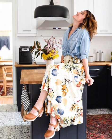 modest style, boho style, feminine boho, feminine style, homemaker style, housewife style, modern housewife, clogs, maxi skirt, floral skirts, lottas, kristin johns style, Swedish Hasbeens Clogs Outfits, Healed Clog Outfit, Brown Clogs Outfit Summer, Clog Skirt Outfit, Dress With Clogs Outfit, Boc Clog Outfits, Orange Clogs Outfit, Dress And Clogs Outfit, Outfits With Clogs Spring