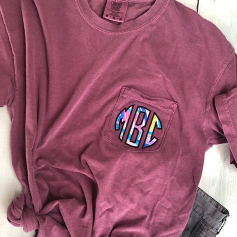 Comfort Color Shirts Design, Lilly Pulitzer Fabric, Lux Life, Monogram T Shirts, Monogram Stickers, Applique Monogram, Comfort Colors Tshirt, Monogram Shirts, Girls Getaway