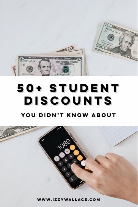 Who doesn’t love a good discount🤩 I’ve complied 50+ student discounts for you to use! #college #discount #finance #money #blog #student #savemoney #izzywallace #perfectlyimperfect College Student Discounts, College Help, College Budgeting, Student Finance, Student Budget, College Student Hacks, College Discounts, College Money, Free College