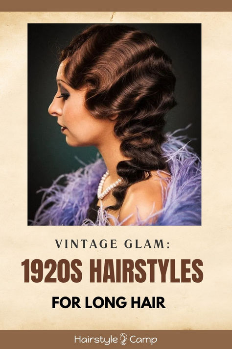 1920s Hairstyles for Long Hair Vintage 1920s Hairstyles, Long 20s Hairstyles, 1920s Hair Styles Women, Great Gatsby Womens Hairstyles, 1920 Women Hairstyles, Long Hair Gatsby Hairstyles, 1920s Hair Styles For Long Hair, Roaring Twenties Hairstyles Long, 1920s Hairstyles Long Hair