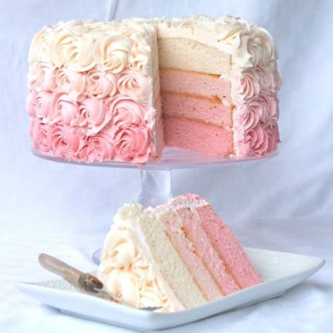 Girl Shower Cake, Baby Shower Cakes Girl, Ombre Cake, Girl Cupcakes, Trendy Baby Shower Ideas, Shower Cupcakes, Cool Birthday Cakes, Baby Shower Cupcakes