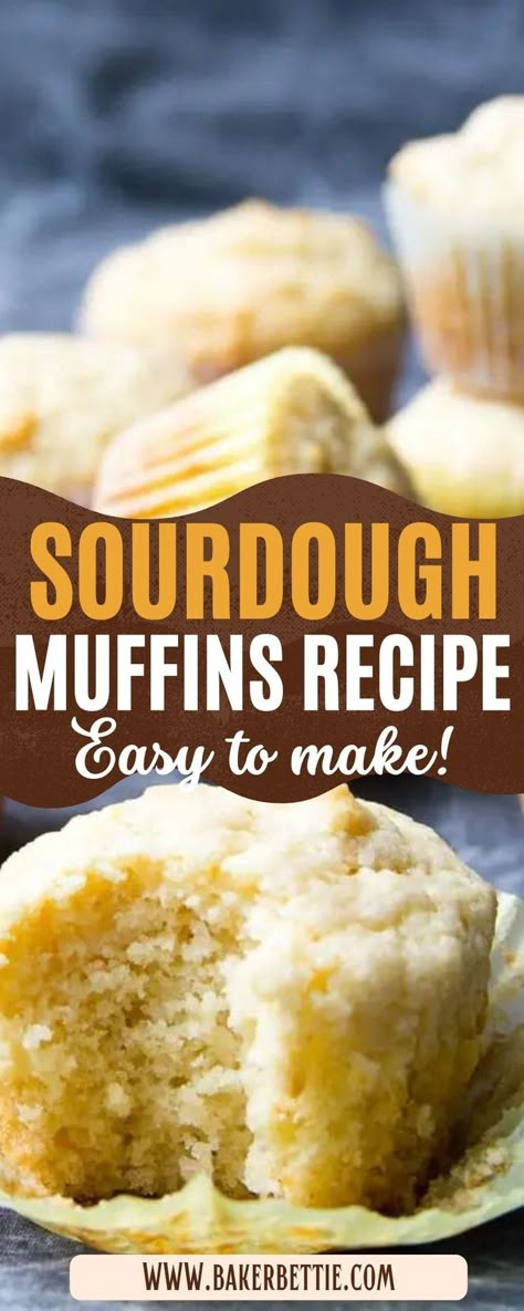 Quick Sourdough Muffins, Sourdough Cream Cheese Muffins, Sourdough Discard Lemon Muffins, Sour Dough Muffin Recipes, Lemon Sourdough Muffins, Sourdough Discard Muffins Recipe, Sourdough Peanut Butter Muffins, Sourdough Muffins Overnight, Easy Sourdough Muffins