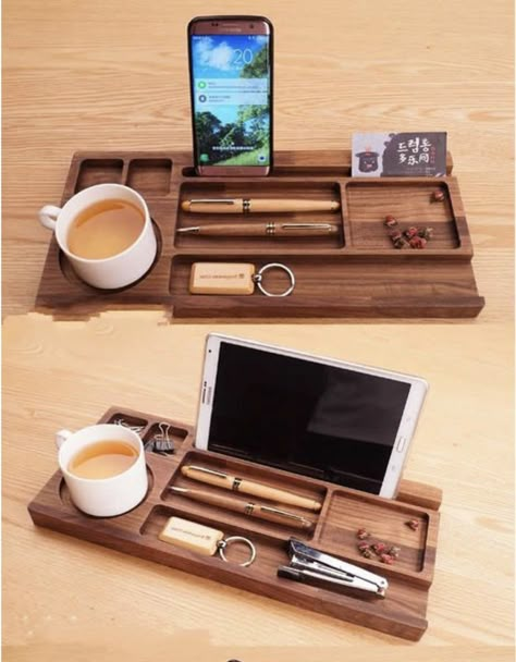 Wood Office Accessories, Wood Desk Accessories, Coffee Table Organizer, Wood Desk Organizer, Cnc Router Projects, Small Computer Desk, Router Projects, Wooden Desk Organizer, Wooden Organizer