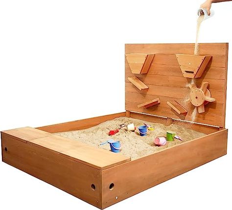 Sandbox With Cover, Sand Pits For Kids, Sandbox Cover, Wooden Sandbox, Diy Sandbox, Bottom Liner, Kids Sandbox, Backyard Playground, Outdoor Swing