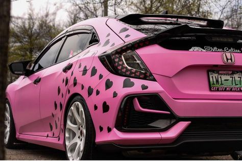 Pink Car Wrap Design, Cute Car Wraps, Car Vinyl Ideas, Pink Car Stickers, Girly Car Stickers, Car Decals Vinyl Girly, Pink Wrapped Car, Cricut Car Decals Vinyls, Car Wrap Ideas