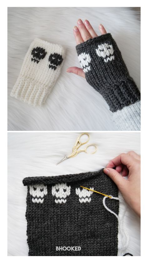 Christmas Gifts Crochet Ideas, Summer Assessories, Crochet Hand Warmers Tutorial, Skull Hand Warmers, Crochet Hand Warmers Free Pattern, Hand Warmer Crochet, Crochet Movie, Hand Warmers Crochet, Knit Halloween