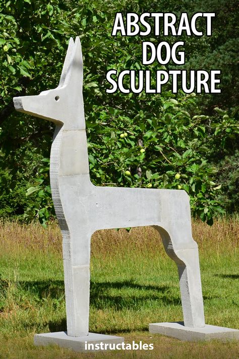 Applied Artist created a custom mold to cast this concrete abstract dog sculpture. #Instructables #workshop #art #sculpture #casting Cement Casting Ideas, Diy Concrete Sculpture Garden Art, Concrete Sculpture Diy, Sculpture Casting, Diy Sculpture, Cement Sculpture, Cement Projects, Cement Design, Faux Rock