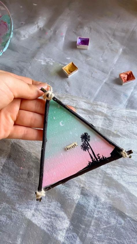 Triangle Canvas, Canvas For Beginners, Canvas Painting Ideas, Diy Watercolor Painting, Abstract Art Painting Diy, Painting Ideas On Canvas, Art Painting Gallery, Painting Art Lesson, Canvas Easy