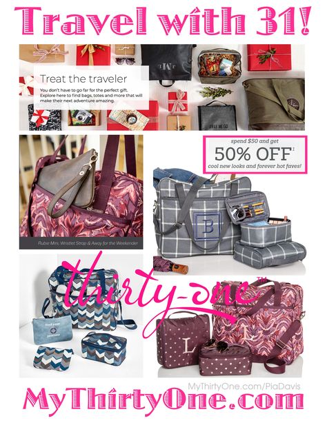 #31 Check out all the Thirty-One Gifts travel items @ MyThirtyOne.com/PiaDavis Look for the Away for the Weekender Bag, Hanging Traveler Case, Rubie Mini, Zipper Pouch, Glamout Case & much more... Also Look for the great #Customer #REWARDS... 50% OFF ANY regular-priced item for every $50 you spend #Save on Utility #Totes Crossbody & Shoulder #Wallets #Pouches #Backpacks #LunchBags #Pillows #MangoWood #Bags #MyThirtyOne #ThirtyOneGifts #ThirtyOne #PiaDavis 2020 Mini Zipper Pouch, Online Relationship, 31 Gifts, Adventure Backpack, Marketing Products, Utility Tote, Super Soft Blanket, Thirty One Bags, Travel Cards