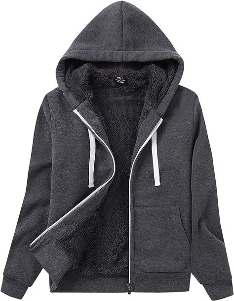 Stay toasty with SWISSWELL's Hoodie for Women! It's a winter sweatshirt that zips up and has soft Sherpa lining inside. Perfect for cold days, this fleece hoodie keeps you warm and comfy. Whether for a chilly morning or a cozy night in, this hoodie's got you covered Mens Flannel Jacket, Zip Up Design, Thick Hoodies, Dark Grey Hoodie, Sherpa Lined Hoodie, Sherpa Lined Jacket, Womens Sherpa, Heavyweight Hoodie, Fleece Jacket Womens