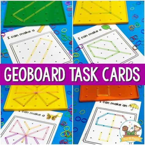 Geoboard Activities for Preschool - Pre-K Pages Geo Board Activities, Geo Board Shape Cards Free, Free Geoboard Printables, Geoboard Patterns Free Printable, Geo Board Patterns Printable Free, Geoboard Task Cards Free, Geoboard Activities, Geo Board, Early Numeracy