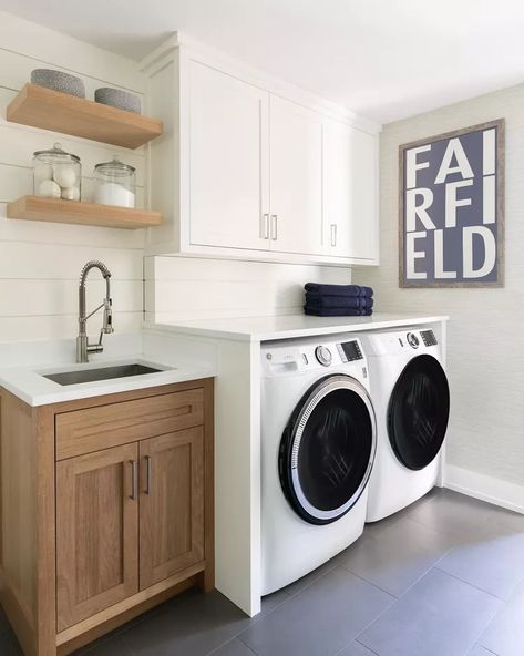 Laundry Room Sinks, Laundry Room/mudroom, Matte Black Faucet, Small Laundry Sink, Drainboard Sink, Black Counters, Sink Ideas, Laundry Room Sink, Black Faucet