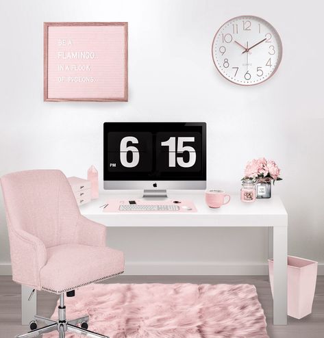 Pink Office Ideas, Rose Gold Office Decor, Girl Boss Office Decor, Unique Office Spaces, Deserve Quotes, Boss Desk, Executive Office Design, Pink Office Decor, Girl Boss Office