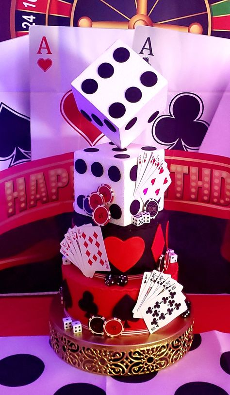 Casino Sweet 16, 50th Casino Birthday Ideas, Las Vegas Casino Theme Party, Casino Theme Birthday Cake, Casino Theme Cake Ideas, Casino Cake Ideas, Casino Centerpieces Ideas, Poker Themed Birthday Party, Casino Birthday Theme