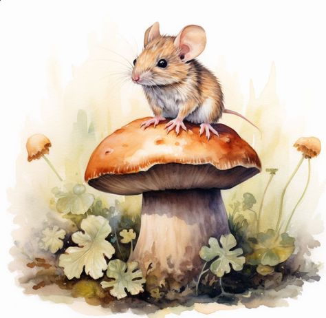 September Hello, Maus Illustration, Images Noêl Vintages, Woodland Animal Art, Mouse Illustration, Mouse Drawing, Hello September, Fairytale Art, Mushroom Art