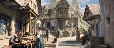 ArtStation - medieval street/market Medieval Street, Village Market, Medieval Village, Street Market, Fantasy Landscape, Fantasy World, Dungeons And Dragons, The Cutest, Concept Art