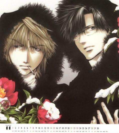 Sanzo and Hakkai Sanzo Saiyuki, Saiyuki Reload, Shin Nana, Japanese Poster Design, Moe Anime, Japanese Poster, Old Anime, Manga Covers, Pfp Ideas