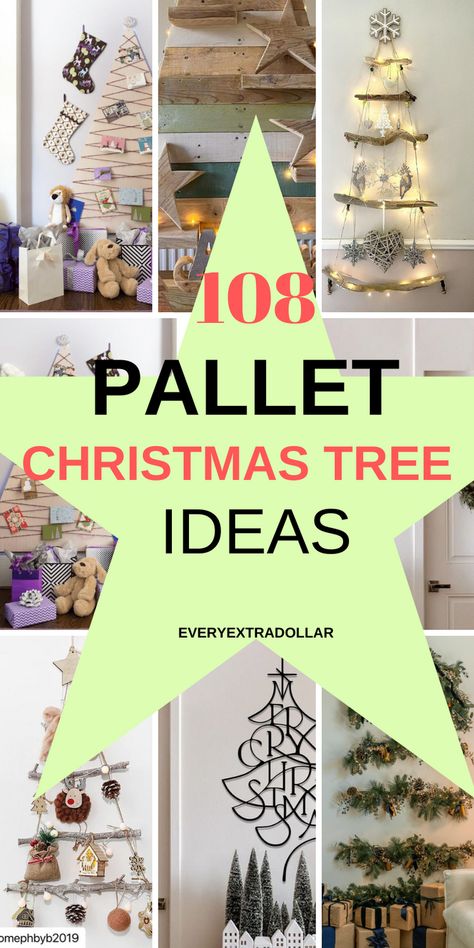 #palletchristmastrees Pallet Christmas Tree Decorations, Pallet Christmas Tree Diy How To Make, Pallet Diy Christmas Projects, Christmas Tree Pallet Ideas, Christmas Trees From Pallets, Christmas Decor Using Pallets, Rustic Pallet Christmas Tree, Diy Pallet Christmas Tree, Painted Wooden Christmas Trees Ideas