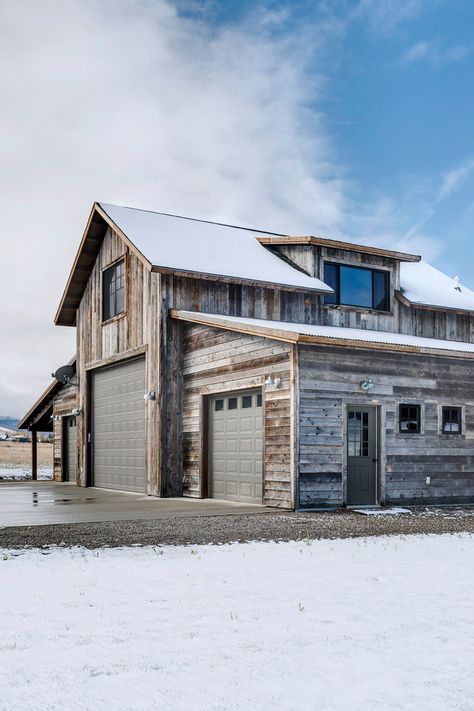 Bozeman Barn - Rustic - Exterior - Other - by Rustic Wood Hub | Houzz Wood Siding Exterior, Lumber Yard, Hand Hewn Beams, Wood Lumber, Barn Siding, Barn Shop, Rustic Exterior, Lake Cabin, Reclaimed Lumber