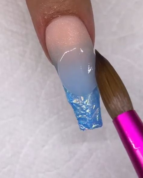 Nails Design With Foil, Nail Designs Polly Gel, Stiletto Nail Art Valentine, Video Nails Tutorial, Nail Acrylic Videos, Nail Tutorials Acrylic, Acrylic Tutorials Nails, Acrylic Nail Designs Tutorials, How To Use Foil On Nails