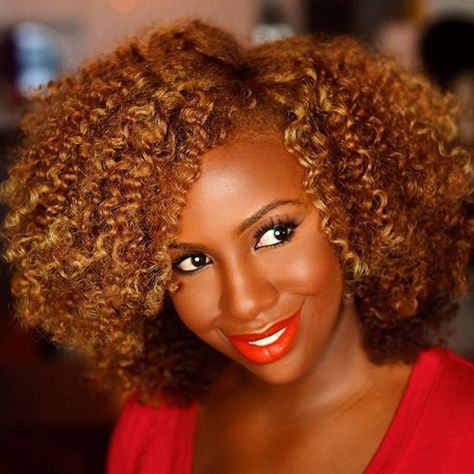 Instagram's Top Curly Hairstyles - Essence Summer Hair Color For Black Hair Short, Hair Color Ideas For Natural Black Hair, Ginger Hair Color On Black Women Natural, Dyed Natural Hair Highlights, Curly Hair Color Ideas For Black Women, Hair Color For Natural Hair Black Women, Fall Hair Colors For Black Women Natural, Copper Hair Color Black Women, Colored Curly Hair Black Women