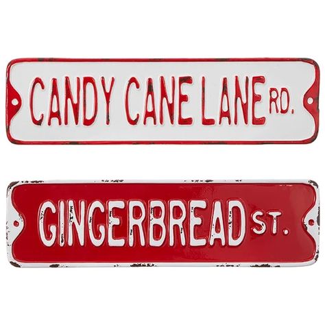 Gingerbread Street, Street Sign Decor, Candy Cane Decorations, Candy Cane Lane, Santa's Little Helper, Christmas Material, Trendy Tree, Christmas Villages, Diy Signs