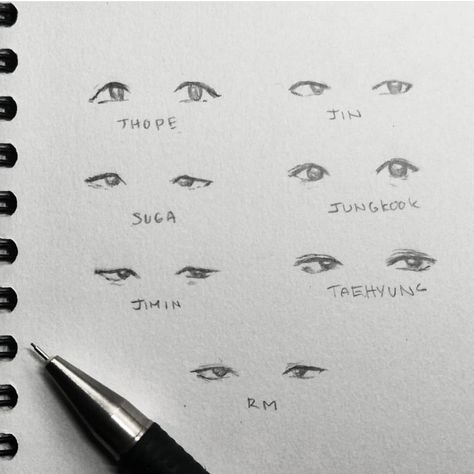 How To Draw Gap Teeth, Asian Eyes Drawing Reference, Asian Eye Drawing, How To Draw Asian Eyes, Bts Eyes Drawing, Asian Eyes Drawing, Asian Drawings, Draw Bts, Bts Eyes