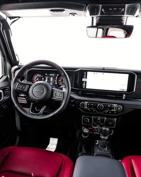 Red Interior Jeep Wrangler, Manifestations Board, White Jeep Wrangler, White Jeep, Cars Jeep, Dream Cars Jeep, Wrangler Rubicon, Car Goals, Jeep Wrangler Rubicon