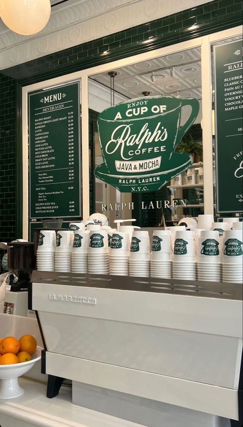 Autumn Cozy Aesthetic, Ralph Lauren Coffee, Ralphs Coffee, Coffee Trailer, Coffee Shop Branding, Coffee Shop Aesthetic, Cafe Shop Design, Menu Boards, Coffee Shops Interior