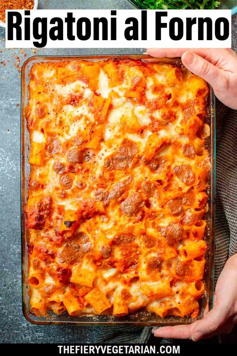 Vegetarian Rigatoni Recipes, Meatless Rigatoni Recipes, Rigatoni Recipes Vegetarian, Pasta Al Forno Recipe, Vegetarian Pasta Bake Recipes, Chickpea Enchiladas, Baked Pasta Recipes Vegetarian, Baked Rigatoni Recipe, Vegetarian Pasta Bake