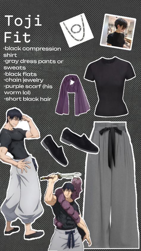 toji inspired fit #costume #cosplay #jjk #toji #anime #outfit Toji Outfit, Toji Anime, Jjk Toji, Toji Jjk, Outfits Anime, Cosplay Ideas Women, Anime Outfit, Anime Inspired Outfits, Purple Scarves