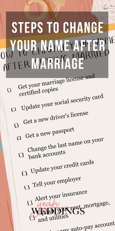 Steps to Change Your Name After Marriage Change Name After Marriage, Marriage Name Change, Changing Last Name, Changing Your Last Name, Budget Advice, Changing Your Name, After Marriage, Marriage License, Name Change