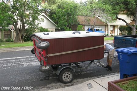 How to Move a Hot Tub by Yourself: Complete Instructions How To Move A Hot Tub, Jacuzzi Hot Tub, Portable Hot Tub, Moving Van, Diy Hot Tub, Hot Tub Cover, Furniture Dolly, Moving Truck, Tub Ideas