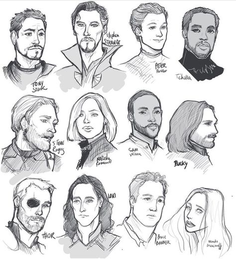 Marvel Sketches Sketches Of Marvel Characters, Marvel Character Sketches, Cool Marvel Drawings, Marvel Drawing Reference, Drawing Ideas Avengers, How To Draw Marvel Comic Style, Avengers Drawing Ideas, Art Sketches Marvel, Marvel Characters Sketch