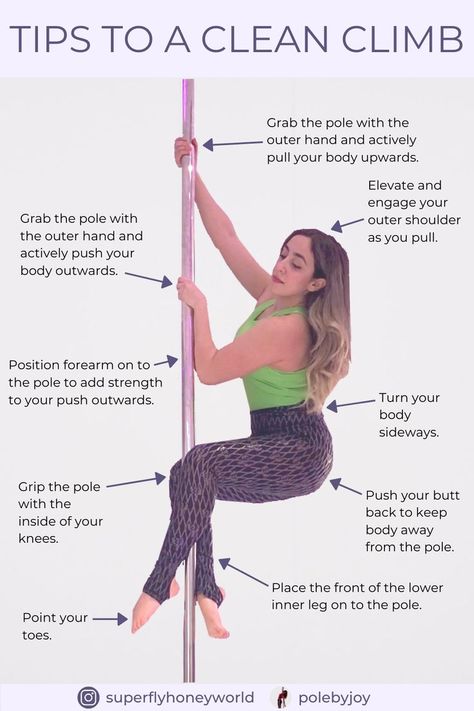 Pole Climbing Tips, Pole Dance Tips, Upside Down Pole Tricks, Pole Tricks Step By Step, Pole Dance Training, Conditioning For Pole Dancing, Pole Dance Exercises, Pole Tricks Beginners, Easy Pole Tricks