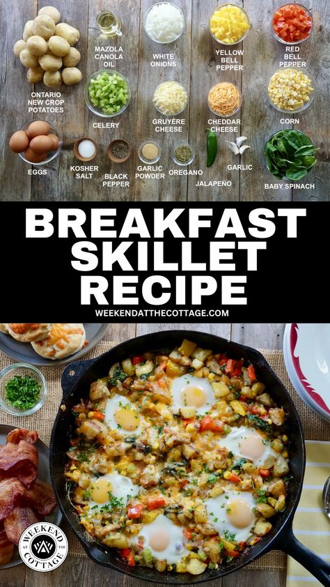 Breakfast Skillet Recipe - Weekend at the Cottage Healthy Skillet Meals, Skillet Breakfast, Breakfast Skillet Recipes, Weekend Food, Easy To Cook Meals, Healthy Protein Meals, Food For Family, Breakfast Skillet, Tasty Breakfast