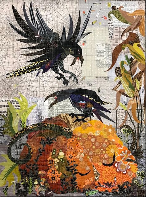 Jack Pumpkin Collage Pattern by Laura Heine - 680599139116 Laura Heine, Halloween Quilt Patterns, Collage Quilts, Collage Pattern, Halloween Sewing, Fabric Kit, Halloween Quilts, Modern Quilt Patterns, Gold Fabric