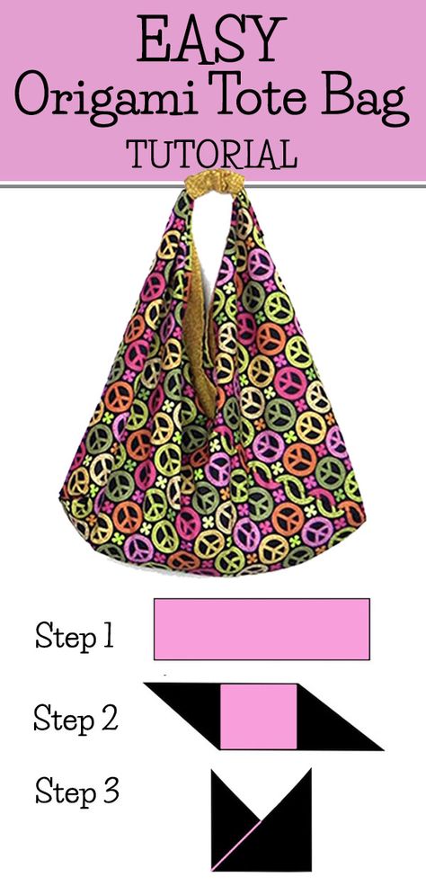 Easy Origami Tote Bag Tutorial - This is a super easy DIY tote bag tutorial with video AND written step by step instructions. You can make this out of canvas or quilting fabric. This Origami Tote Bag is lined and with boxed corners. This is ideal as a market tote bag and is so fast to make so ideal for those creating bags to sell at markets. Diy Tote Bag Tutorial, Origami Tote Bag, Återvinna Jeans, Diy Bags Tutorial, Tote Tutorial, Diy Sy, Origami Bag, Fabric Crafts Diy, Fabric Origami