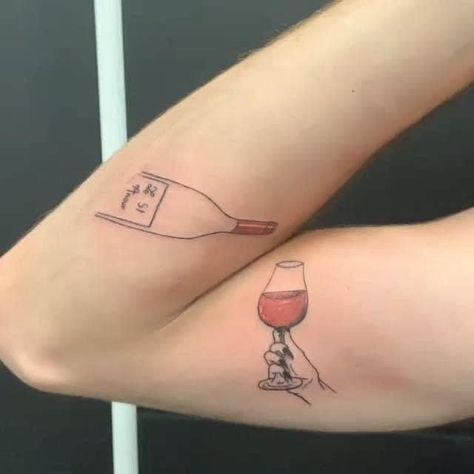 Wine Tattoo, Tato Maori, Bottle Tattoo, Polynesian Tattoos, Muster Tattoos, Bff Tattoos, Geometric Tattoos, Small Tattoos For Guys, Lotus Tattoo