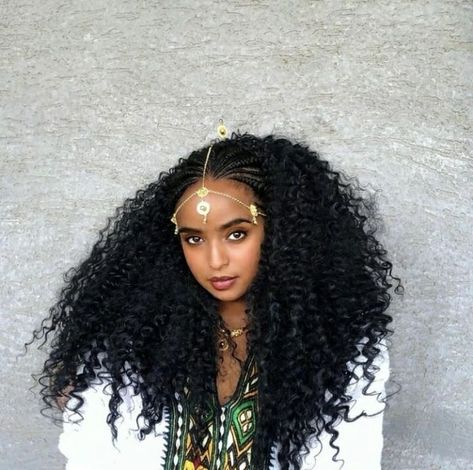 Baddie Braid Hairstyles, Braiding Hairstyles For Black Women, Ethiopian Braids, Ethiopian Hair, Braid Front Of Hair, Curly Braided Hairstyles, Ethiopian Culture, Braiding Hairstyles, Fancy Braids