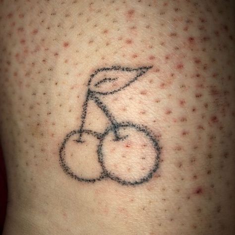 Cherry Tattoo, Stick Tattoo, Stick Poke Tattoo, Stick And Poke Tattoo, Cherry Tattoos, Stick N Poke, Stick N Poke Tattoo, Hand Poked Tattoo, Poke Tattoo