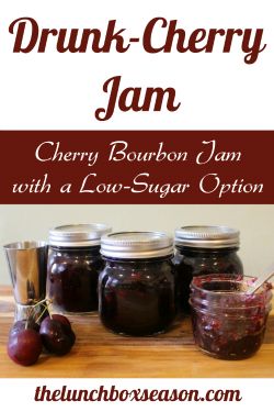 Drunk Cherry Jam: Cherry Bourbon Jam with a Low-Sugar Option Boozy Jam, Bourbon Jam, Bourbon Jelly, Boozy Jam Recipes, Christmas Jam Recipes, Cherry Jam, Cherry Jam Recipes, Jam Packaging, Bourbon Cherries