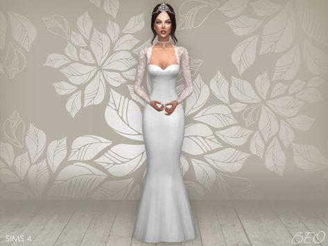 BEO CREATIONS: Wedding dress - Cynthia 2 (S4) Sims 4 Wedding Dress, Sims 4 Cc Kids Clothing, White Ball Gowns, Sims 4 Dresses, Sims 4 Mm, Sims4 Clothes, Sims 4 Update, Sims 4 Cc Packs, Sims Hair