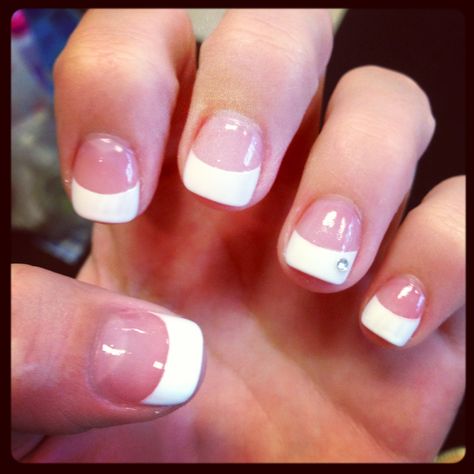 Diamond French Manicure Horrible Nails, Nails Acrylic French, Brides Nails, Nail French, Pretty Fingers, Short Nail Manicure, Acrylic French, White Tips, How To Cut Nails