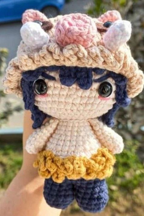 Cute Crochet Plushies Anime, Cute Beginner Crochet Ideas, Inosuke Crochet Pattern, Anime Character Crochet, Crochet Projects Anime, Crochet Anime Plushies, Crocheting Anime, Crochet Inosuke, Inosuke Pattern